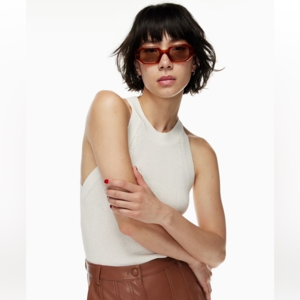 Wilfred Cream Ribbed Halter Tank Top